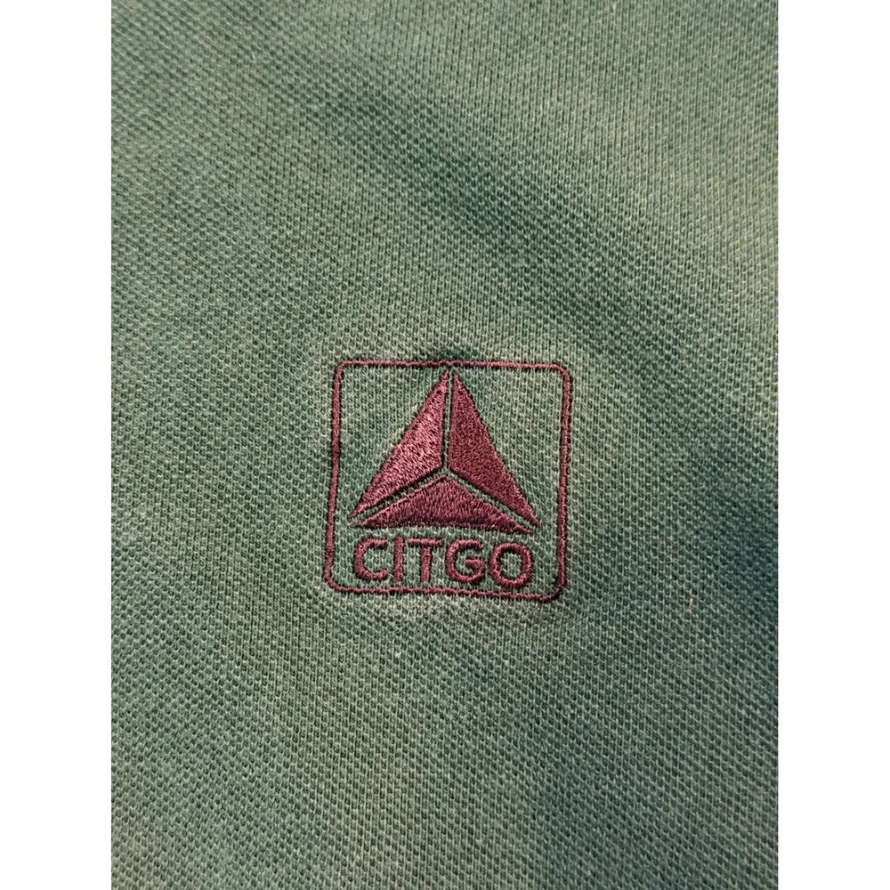 Vintage Citgo Outer Banks Polo Shirt Mens Medium Green Embroidered Pique Cotton*